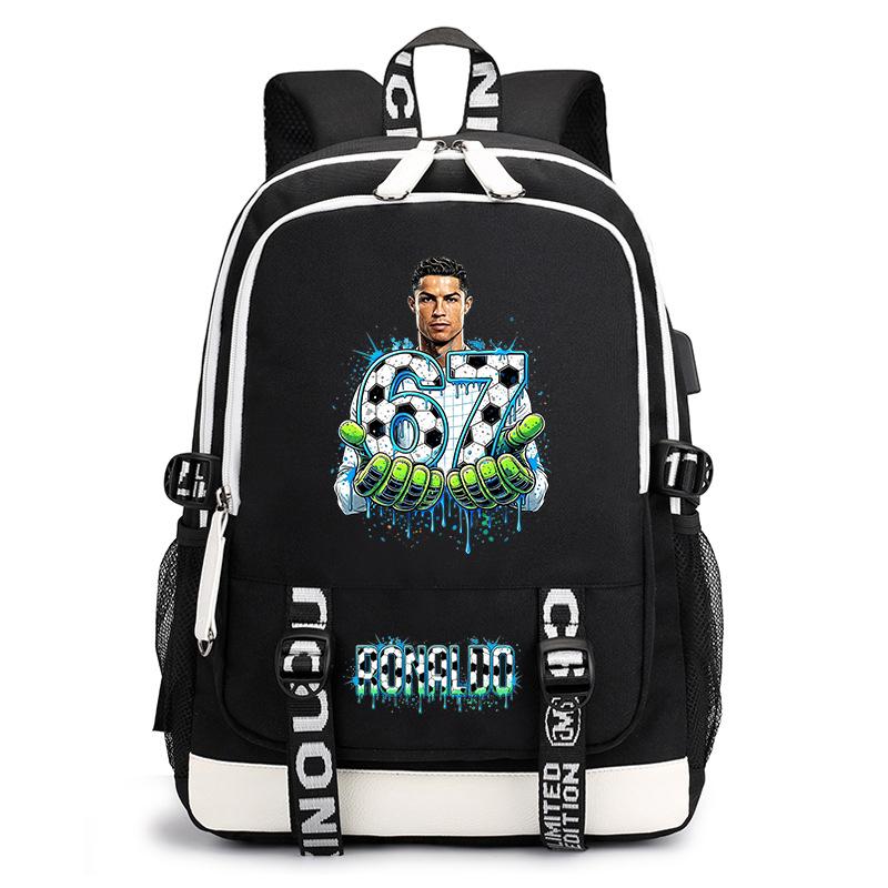 Cr7 Ronaldo 67 Print Casual Backpack for Kids Teens Lightweight School Bag Daily Travel Rucksack