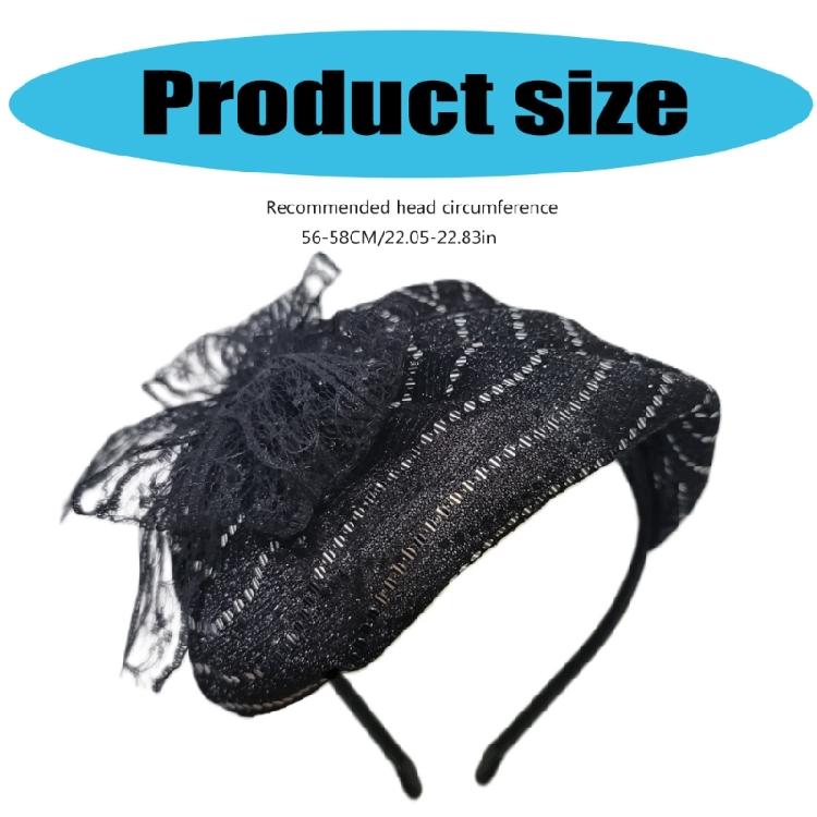High Skull Hairhoop Lace Bowknot Hat Headband Women Formal Event Hair Covering