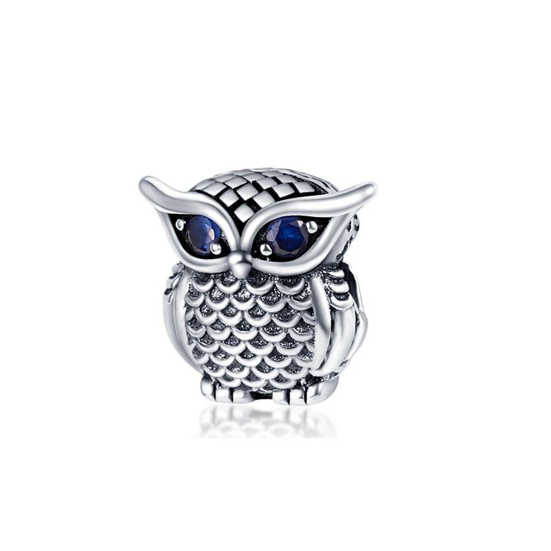 New 2024 925 Sterling Silver Plated Blue Pave Series Star Owl Butterfly Moon Pendant Diy Jewelry Bead Fit European Bracelet