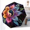 Colorful Yin Yang Lotus Mandala Wall Art DecorUmbrella, Portable 3-Fold Compact Umbrella for Men & Women Gift