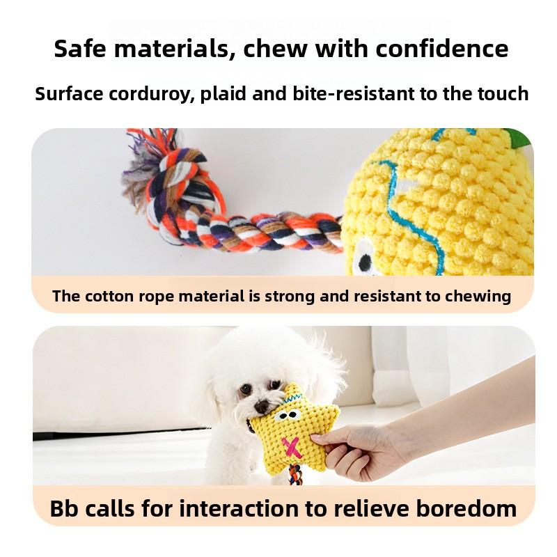 Hund Geräusche machendes Spielzeug - Reißfestes Samt Plüsch Baumwollseil Spielzeug für Unterhaltung und Entspannung.