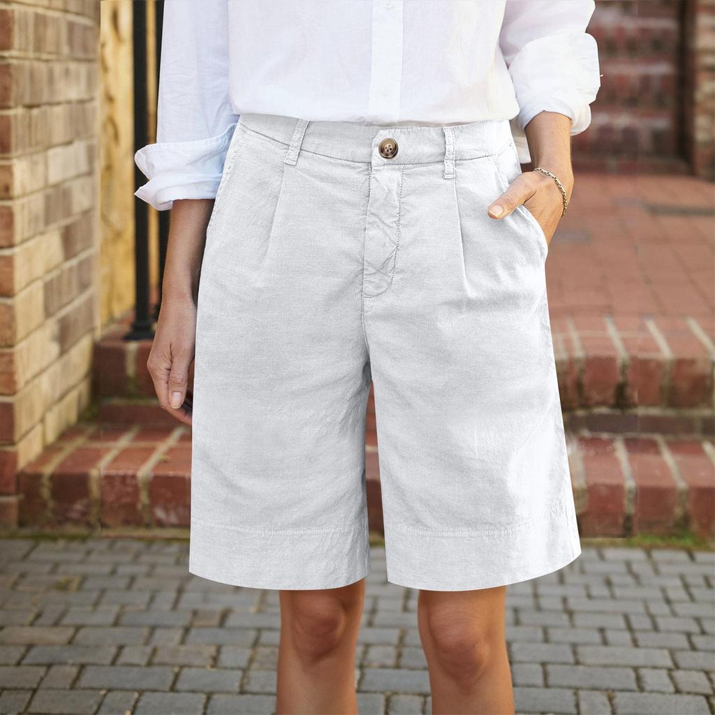 Dámské barevné ležérní kalhoty s vysokým pasem Tréninkové kalhoty 1/2 kraťasy