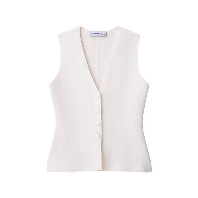 Kaslead New Women Clothes Western Style Fashion Lining Button Decoration Knit Vest 4192155