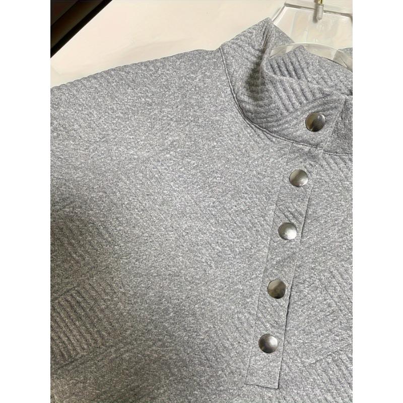 Women S Long Sleeve Stand Collar Solid Color Street Style Sweatshirt