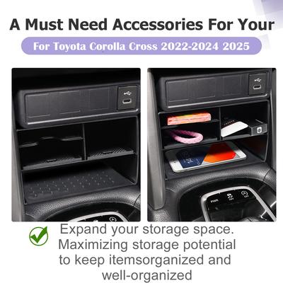 Center Console Organizer  for Toyota Corolla Cross Without Wireless Charging 2025-2025 Armrest Box Middle Console Accessories