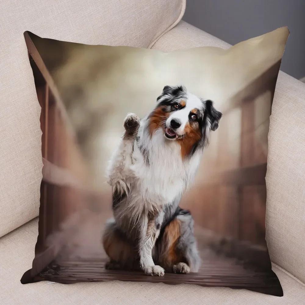 Диван Домашняя Детская Комната Наволочка Милая Австралийская Овчарка Декорация Домашнее Животное Подушка,(1) 30x30cm
