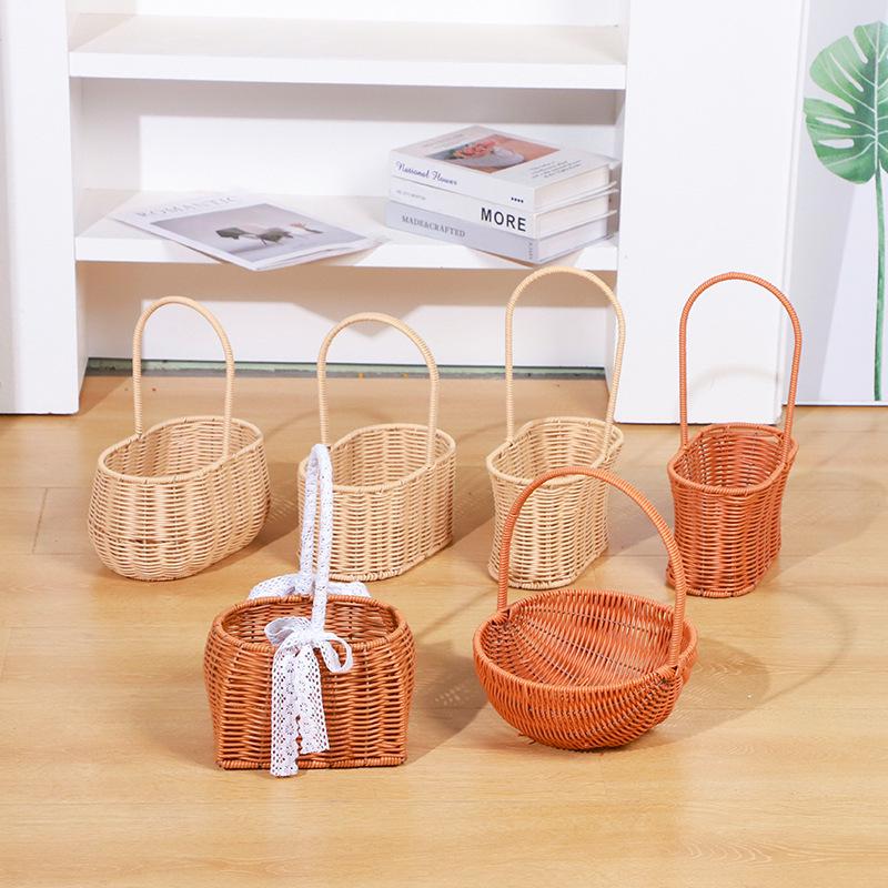 Handmade Imitation Rattan Picnic & Gift Basket with Iron Art Elements