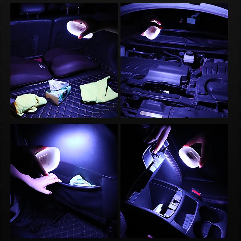Car LED Touch Light Mini Wireless Car Interior Lighting Magnet Base Car Ceiling Light for Door Foot Trunk Storage USB Charging