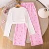 7-12Y Girls‘ Suit Summer Children's New Fashionable Printed Shirt + Trousers 2pcS Girls’ Long-sleeved Girls' Trousers