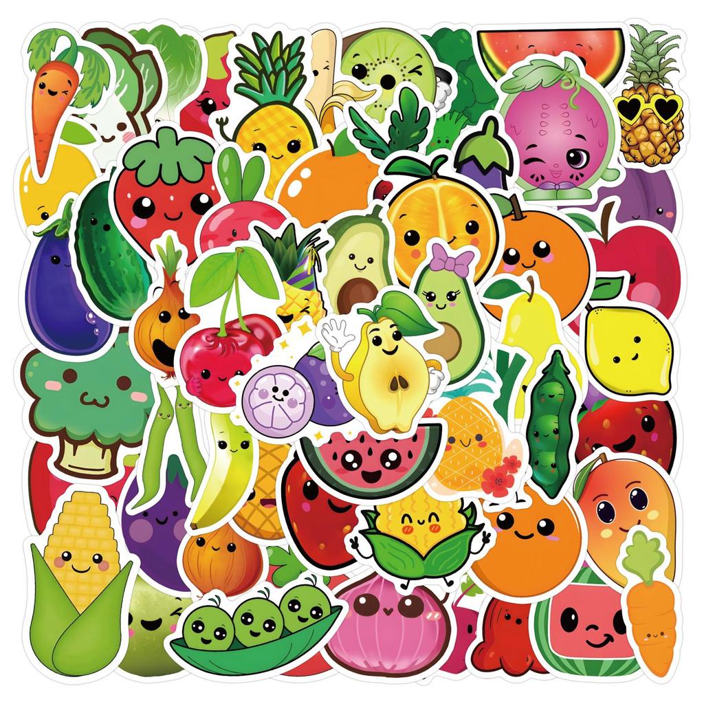 Hey Bear 60-Sheet Sensory Cartoon Fruit Graffiti Stickers for Baby's Waterproof Journal