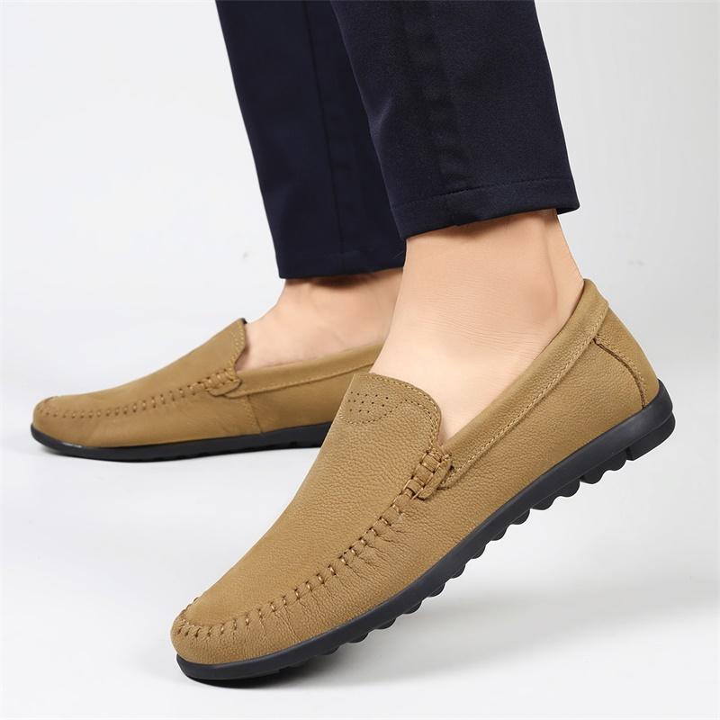 Fashion Genuine Leather Men's Business Shoes All-match Mens Slip on Shoes Outdoor Mens Comfortable Loafers High Quality Casual Flats