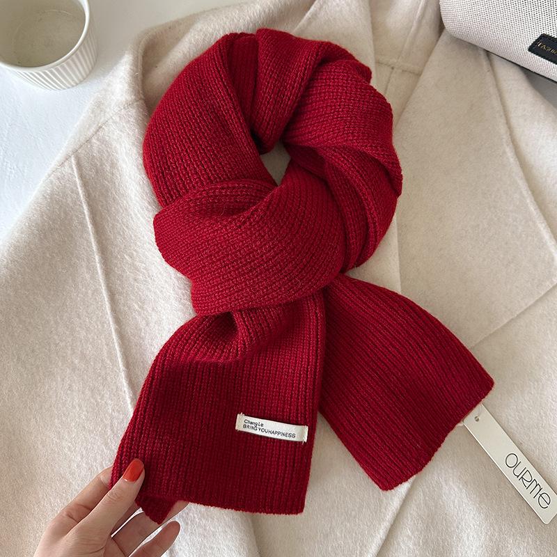 

Australian Wool Scarf Women Winter Solid Color Knitted Scarf Windproof Thick Warm Neck Protection Ladies Knit Scarf 20x160cm