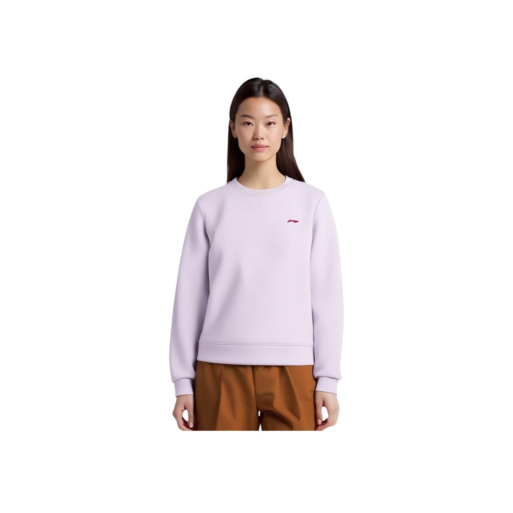 Li Ning Trainingsserie Lässiges Sport-Logo Rundhals-Sweatshirt Damen-Sweatshirt Wolkenlila AWDV084-8