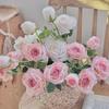 Burnt Edge Rose Artificial Rose Branch 3 Heads Fake Bouquet New Fake Peony  Wedding