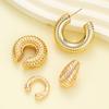 New 4PCS Vintage Punk Thick Ear Cuff for Women Geometric Gold Color CCB Twisted C Shape Waterdrop Earrings Sets Earclips Jewelry