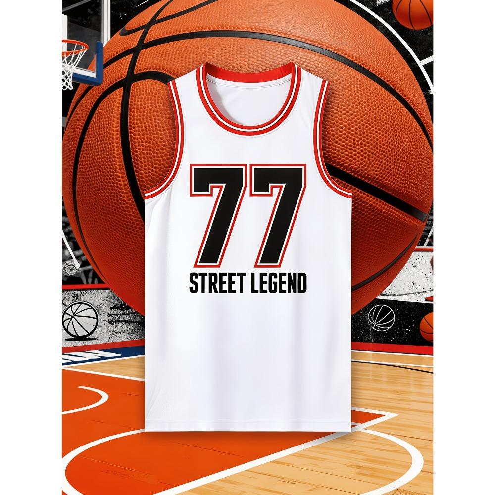 White No. 77 vest, basketball vest, competition suit, American basketball sports vest.