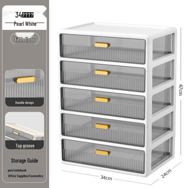 Transparent Large Capacity Cosmetic Storage Box with Drawers for Makeup, Jewelry, and Masks