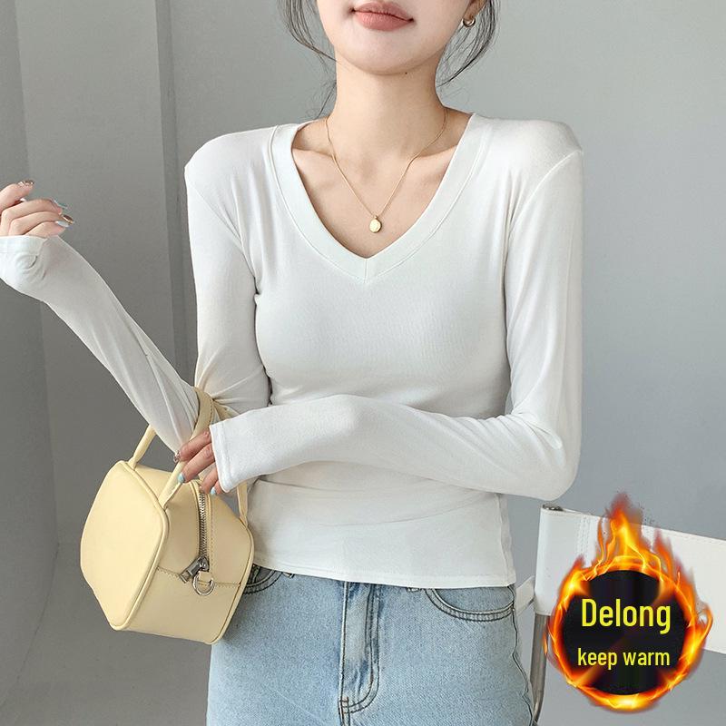 2025 New Autumn/Winter Women’s Warm Velvet Long Sleeve Base Shirt