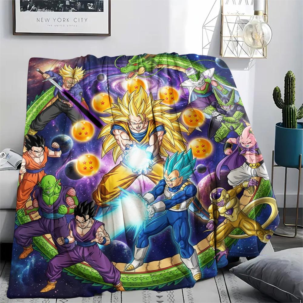 Dragon Ball Goku Flannel Blanket Print Cozy Warm for Beds Chairs Sofas Bedroom Picnic Outdoor Trip.-TING