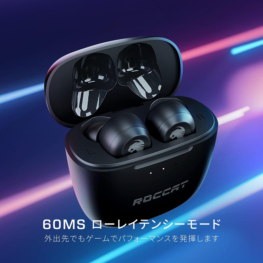 ROCCAT Syn Buds Air Wireless Gaming Low IPX4 20 Hours of Battery for and Switch Japanese Earphones, Bluetooth, Latency, 60ms, Waterproof, Life,