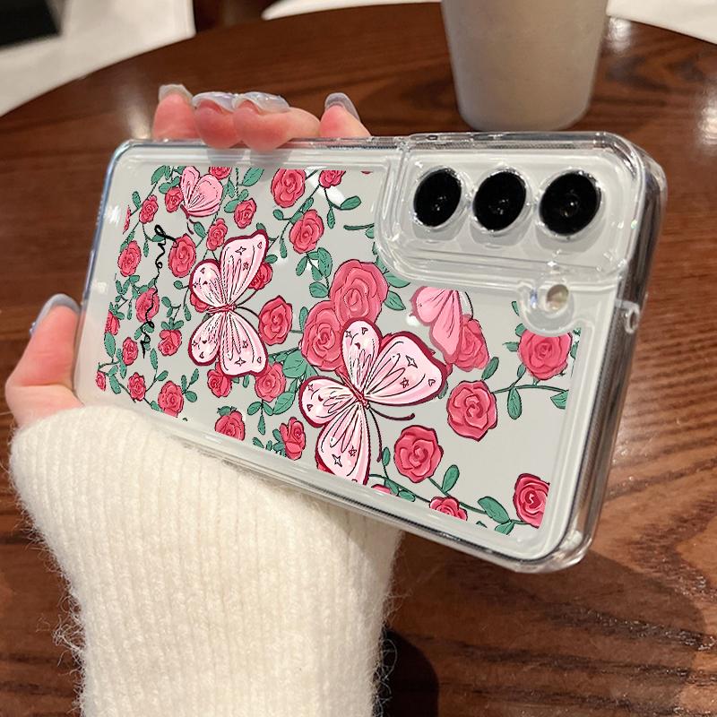

Pink Bowknot Phone Case For Samsung Galaxy A17 A56 A16 A15 A55 A54 A36 5G S25 Edge S24 S23 S22 Ultra Plus S24 FE Clear TPU Cover Galaxy A16 5G