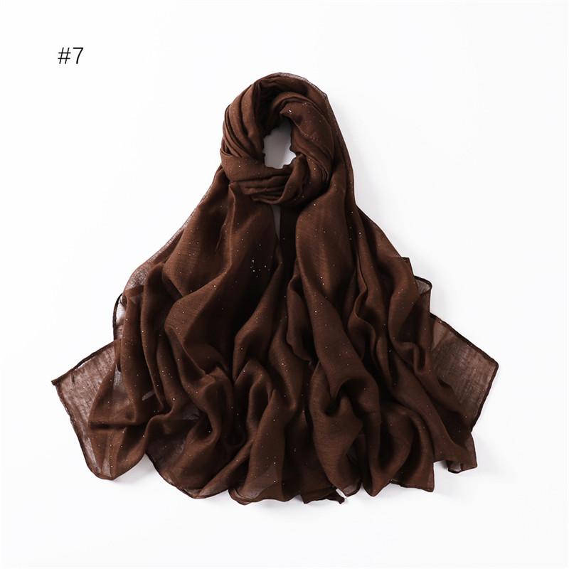 Plain Oversized Shiny Glitter Cotton Viscose Hijab Scarf Lady Solid Shimmer Wraps and Shawls Pashmina Musulman Headband 180*90Cm