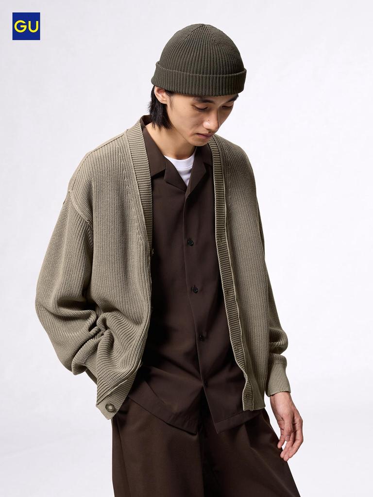 Uniqlo Gu Wash Ribbed V Neck Cardigan