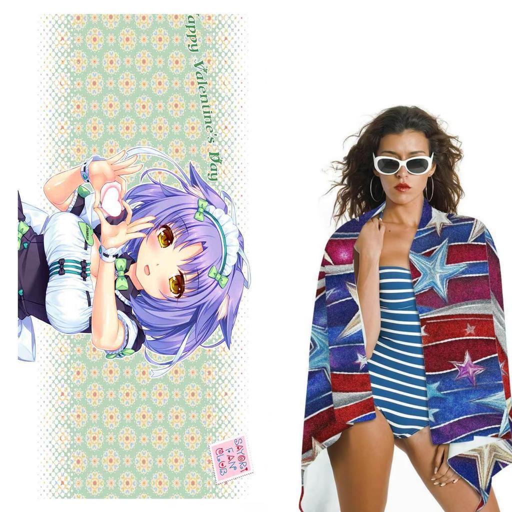 Galgame Anime Nekopara Beach Towel Soft Skin Friendly High Water Absorption Quick Dry Gym Sports Towel Stylish Beach Accessories