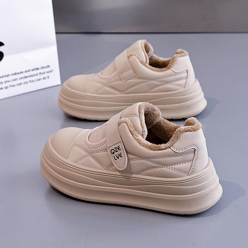 Damen Winter Schnürstiefel mit dicker Sohle Fell eins leicht warm kälteabweisend gefüttert Schneestiefel rutschfest abriebfest lässige Sneaker Baumwollstiefel Board Schuhe