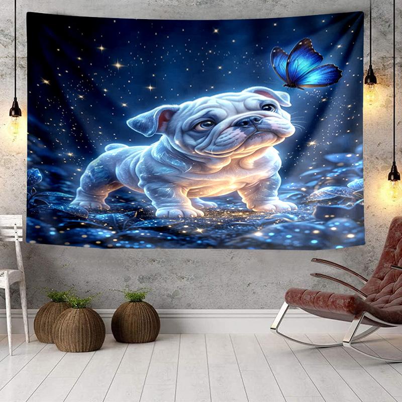 French Bulldog With Rose Tapestry Room Decoration Wall Hanging for Living Room Bedroom, Dormitory, Birthday and Christmas Gifts