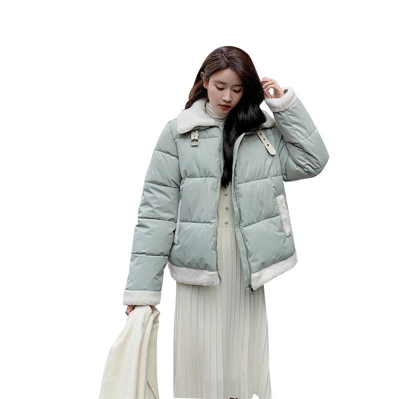 Winter new lamb wool small cotton-padded clothes women's short small lapel bread clothes cotton-padded jackets trendy
