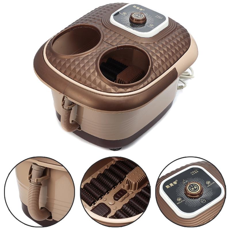 500W Elektrisches Fußbad Massagegerät Rollende Vibration Wärme Elektrische Sauerstoffblasen Fußmassage
