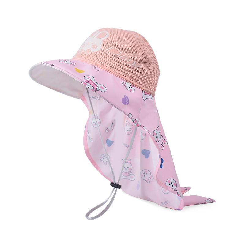 Kids Cartoon Style Sun Hat With Large Brim And Antiuv Features For Outdoor Activities