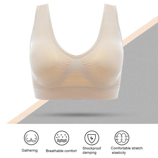 Plus Size Women Shockproof Breathable Wireless Push-up Vest Bra Sport Underwear