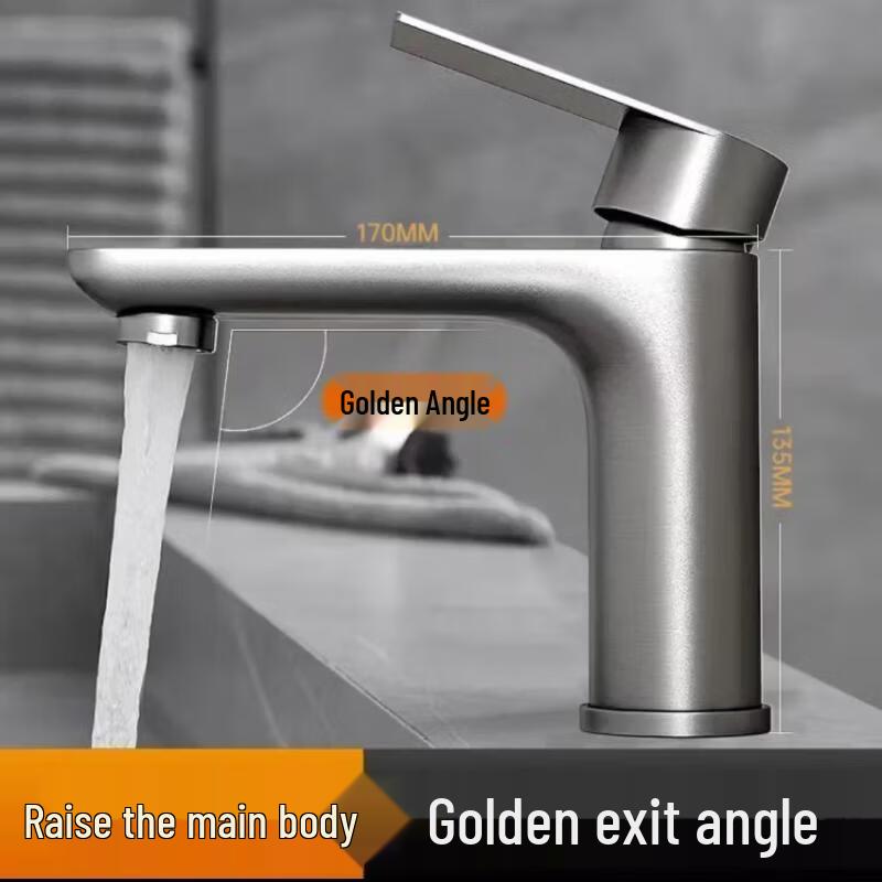 Stainless Steel Black Flat Basin Faucet