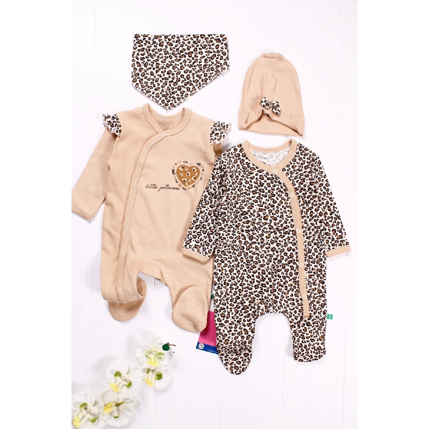 

Комбинезон из 4 предметов для маленьких девочек с леопардовым принтом 0-3 AY