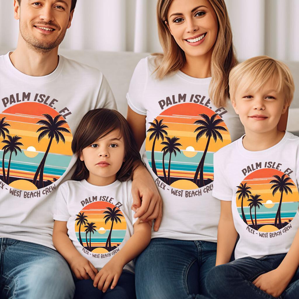 Personalised Summer Vacation Camp Matching Family Beach Party 100% Cotton T-shirt Mens Tees Top Tee Top#SD