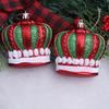 2 Pcs Christmas Crown Ornaments Vintage Style Plastic Red Green/Goldem Royal Crown Ornament for Xmas Tree Window Shop Home Holiday Decor