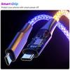 FONKEN 3 In 1 6A 66W Fast Charging Cable USB To Type-C Micro USB Lightning Charger Cable RGB Colorful Glow QData Cord