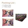 Pink Three-Piece Hummingbird Bed Set With 2 Pillowcases For Bedroom Living Room Decor