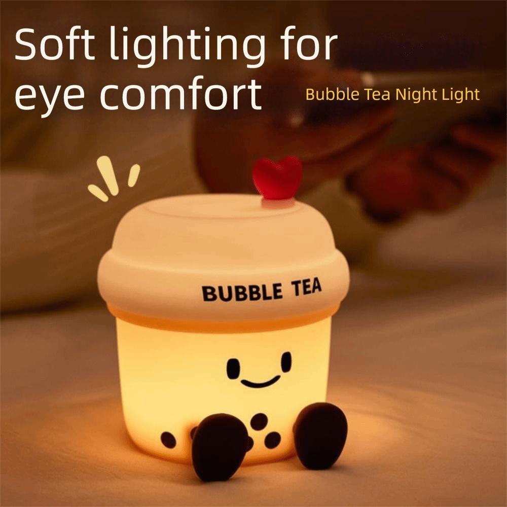 Silicone Material Bubble Tea Led Lamp Not Dazzling Cartoon Table Lamp  Bedside Light