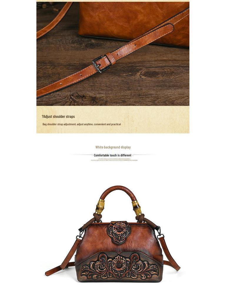 Retro dámská embosovaná crossbody kabelka - Evropský a americký styl, Sestavovaný design, Ručně vyrobená kabelka s barevným stínováním