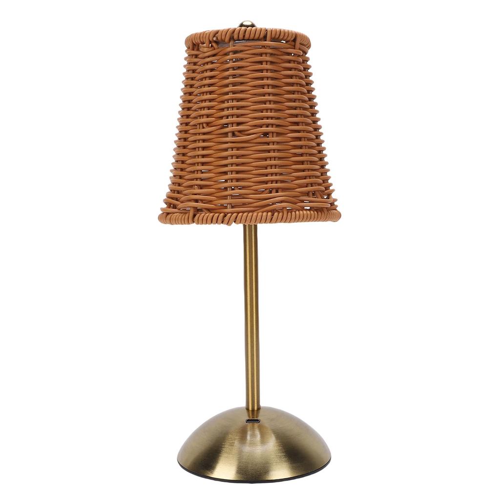 Vintage Rattan Table Lamp LED Dimmable 3 Color Temperatures Rechargeable Cordless Bedside Lamp for Bedroom Living Room
