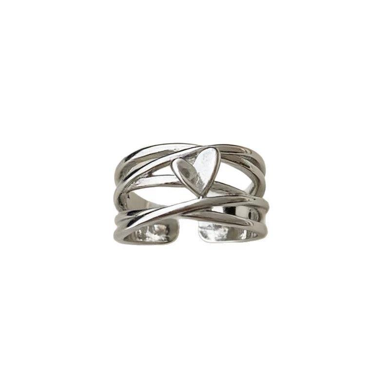 Retro Mehrschichtiger Herzring für Damen - Einzigartig, Öffnungsfähig, Hip-Hop-Stil, Perfekt für den Zeigefinger