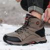 Hochwertige Herrenmarken High-Top Lederstiefel, Winter Baumwollgefütterte Stiefeletten, Rutschfeste Wanderstiefel und Outdoor-Wanderstiefel