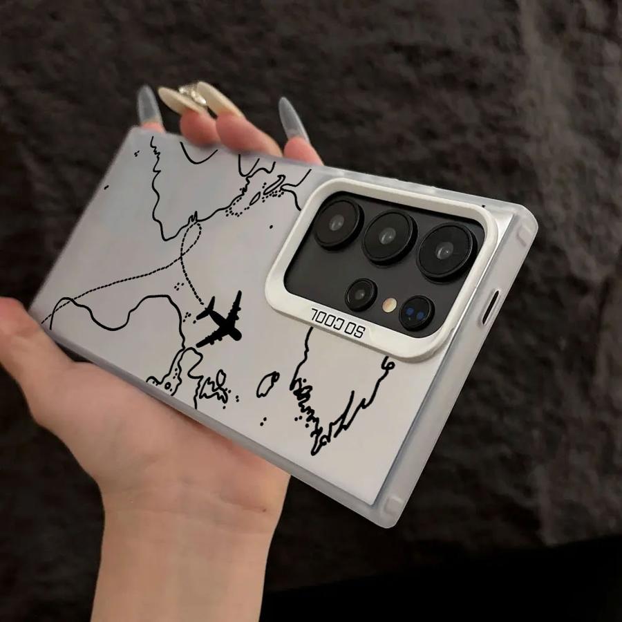 Phone Cover Case for Samsung Galaxy S25 S22 Ultra S21 Note 20 Ultra S24 FE S25Edge S23 S20 FE Airplane Route