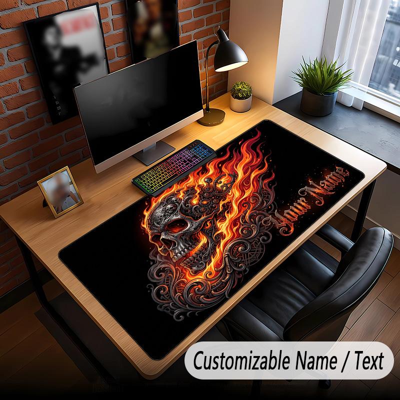 Skull Gothic Theme Custom Mouse Pad Personalized With Name Text Customized Desk Mat For Office Home Decor