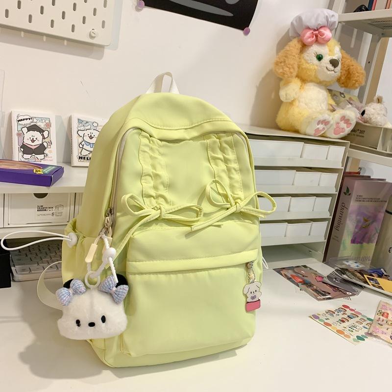 Niche design schoolbag female college student pleated drawstring bow class backpack backpack women's travel backpack