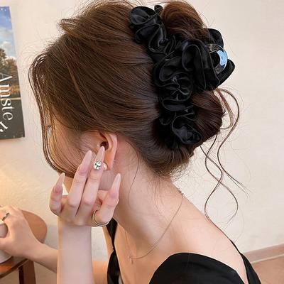 Acrylic Fabric Pleated Lace Hairpin Niche Simple Back Head Grab Clip Light Luxury High Sense Exquisite Hair Accessories Women