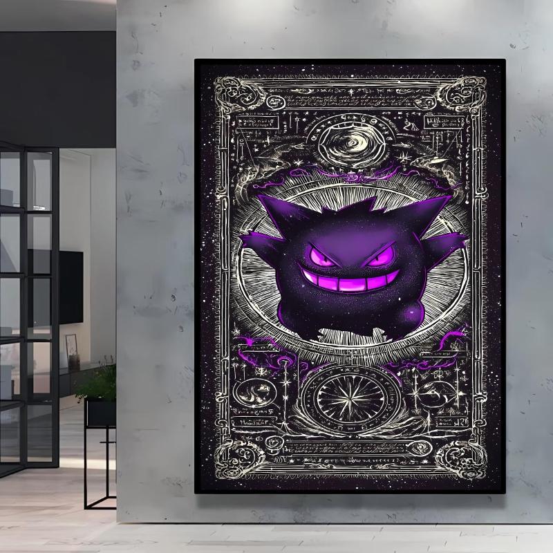 Hot Anime Poster Pokemon Gengar Canvas Printing Cartoon Character Pictures Diverse Sizes Home Bedroom Decor Friends Gift Classic